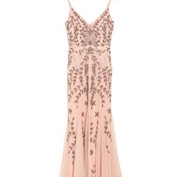 NWT Marina Beaded V-Neck Gown -Blush - Picture 2 of 6